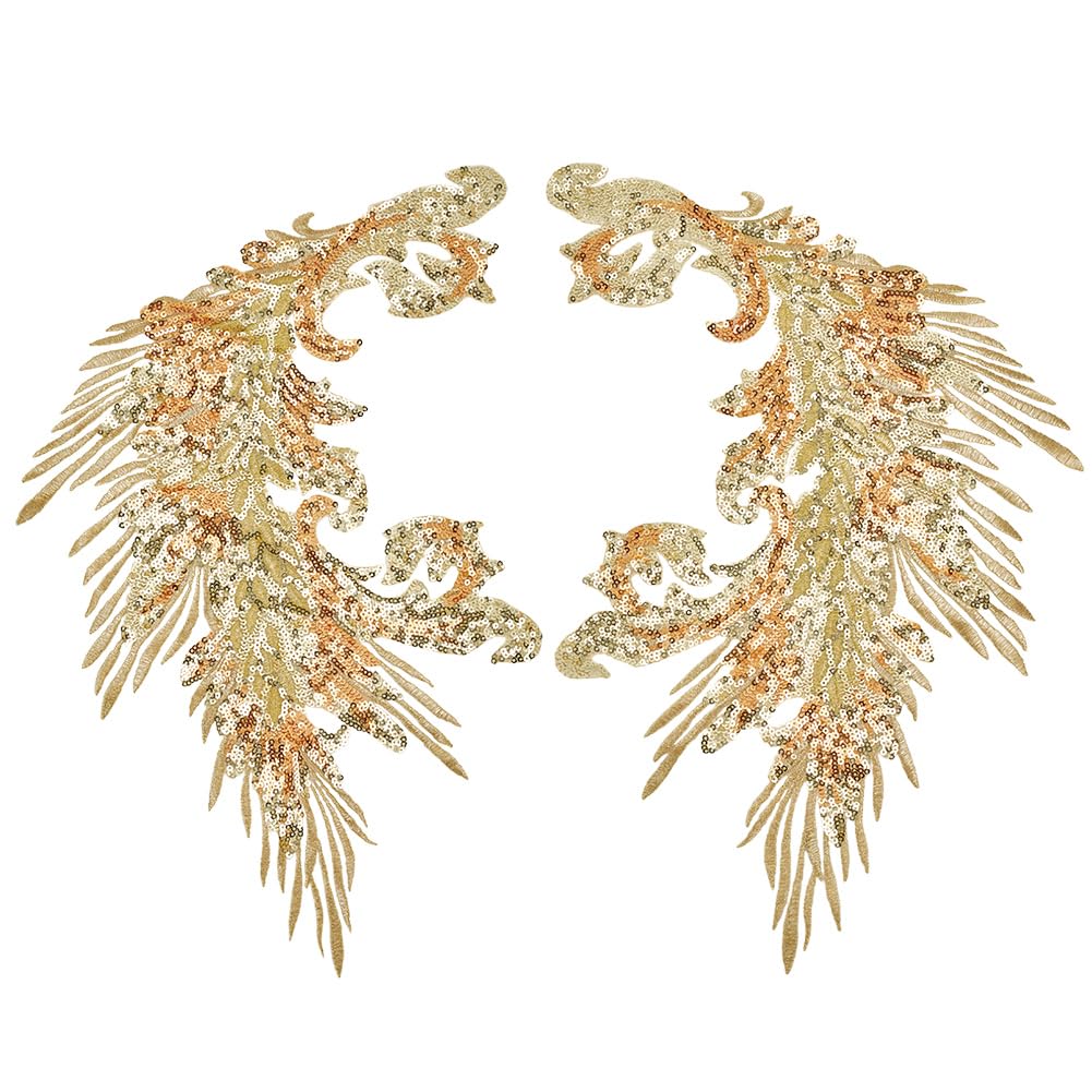 Patchs paillettes dorées queue de paon pour embellir une robe de mariée unique