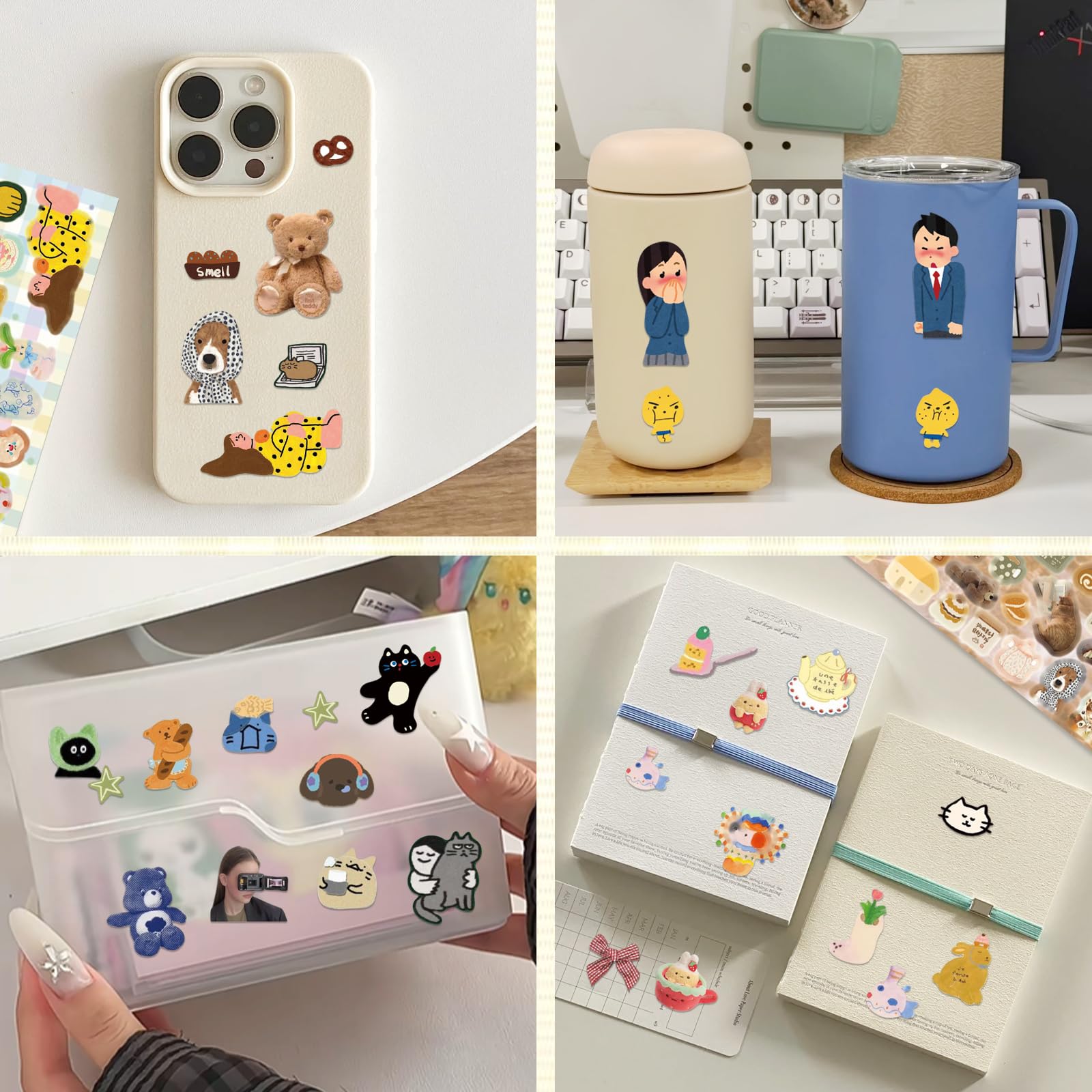 PRSTINCOL Japońska książka z naklejkami w stylu mangi z 30 arkuszami wycinanych naklejek, ponad 1200 sztuk do samodzielnego prowadzenia dziennika i scrapbookingu