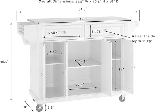 Vista 25 de Crosley Furniture isla de cocina con ruedas, Madera, Blanco