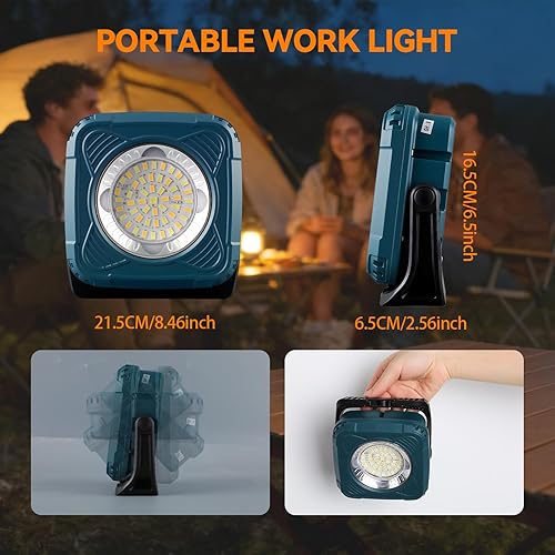 Miniatura 3 de Luz de trabajo recargable multifuncional, luz LED de inundación portátil de 1000 LM con soporte magnético, luz natural blanca amarilla impermeable,