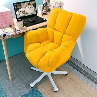 XQWZM Silla De Oficina,Silla De Trabajo De La Mesa De Diseño Moderno,con High Back,con Apoyamiento De Brazo Y Apoyo Lumbar,para Dormitorio O Sala De Estar-Amarillo. Un