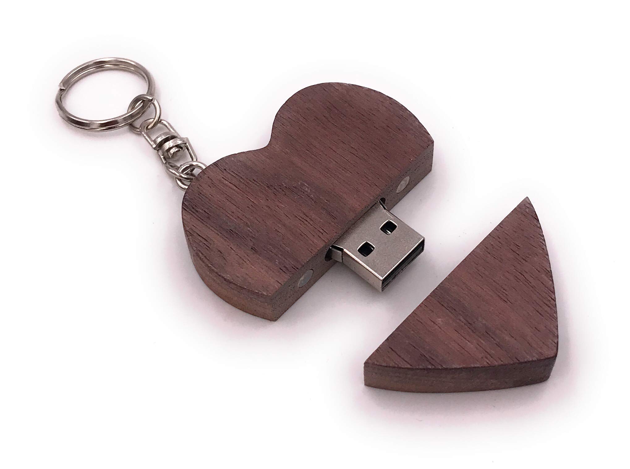 Onwomania Serce z drewna ciemna miłość pendrive w aluminiowym pudełku prezentowym 128 GB USB 3.0