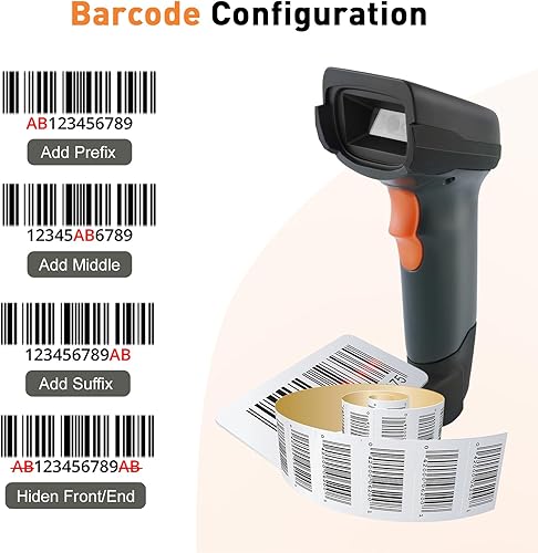 Miniatura 6 de Escáner de código de barras inalámbrico 2D, lector automático de códigos de barras con pantalla de 1.8 pulgadas, lector de código de barras portátil