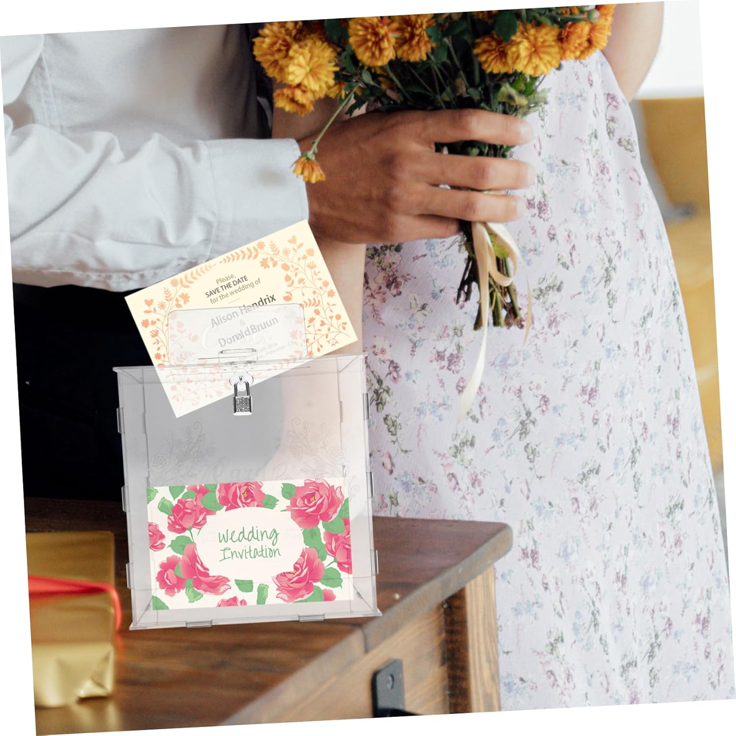 Wedding Card Box with Lock Elegant Storage Case for Cards for Showers Weddings and Special Events Transparent Design