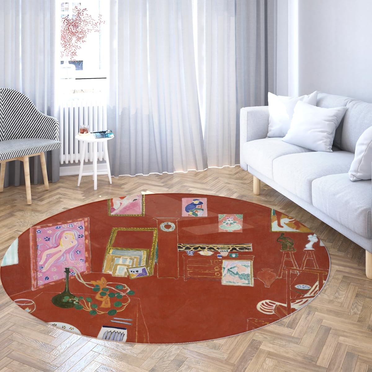 Tapis rond 80cm lavable : la solution pour sol de dortoir et bureau mince