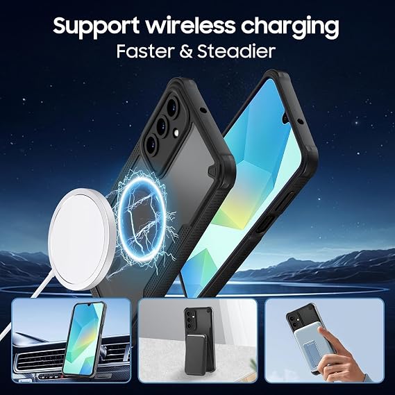 Rongep Samsung Galaxy A37 için Kılıf Fusion-Rugged Manyetik [MagSafe ile Uyumlu] A37 Koruyucu Kamera Yükseltili Arkası Yarı Mat Tasarımlı Güçlü Manyetikli Samsung Galaxy A37 Kılıf (Siyah)