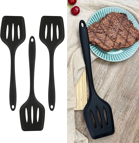 Miniatura 3 de Espátula de silicona de 3 piezas, utensilios de cocina antiadherentes, resistentes al calor, ideal para huevos, hamburguesas, panqueques
