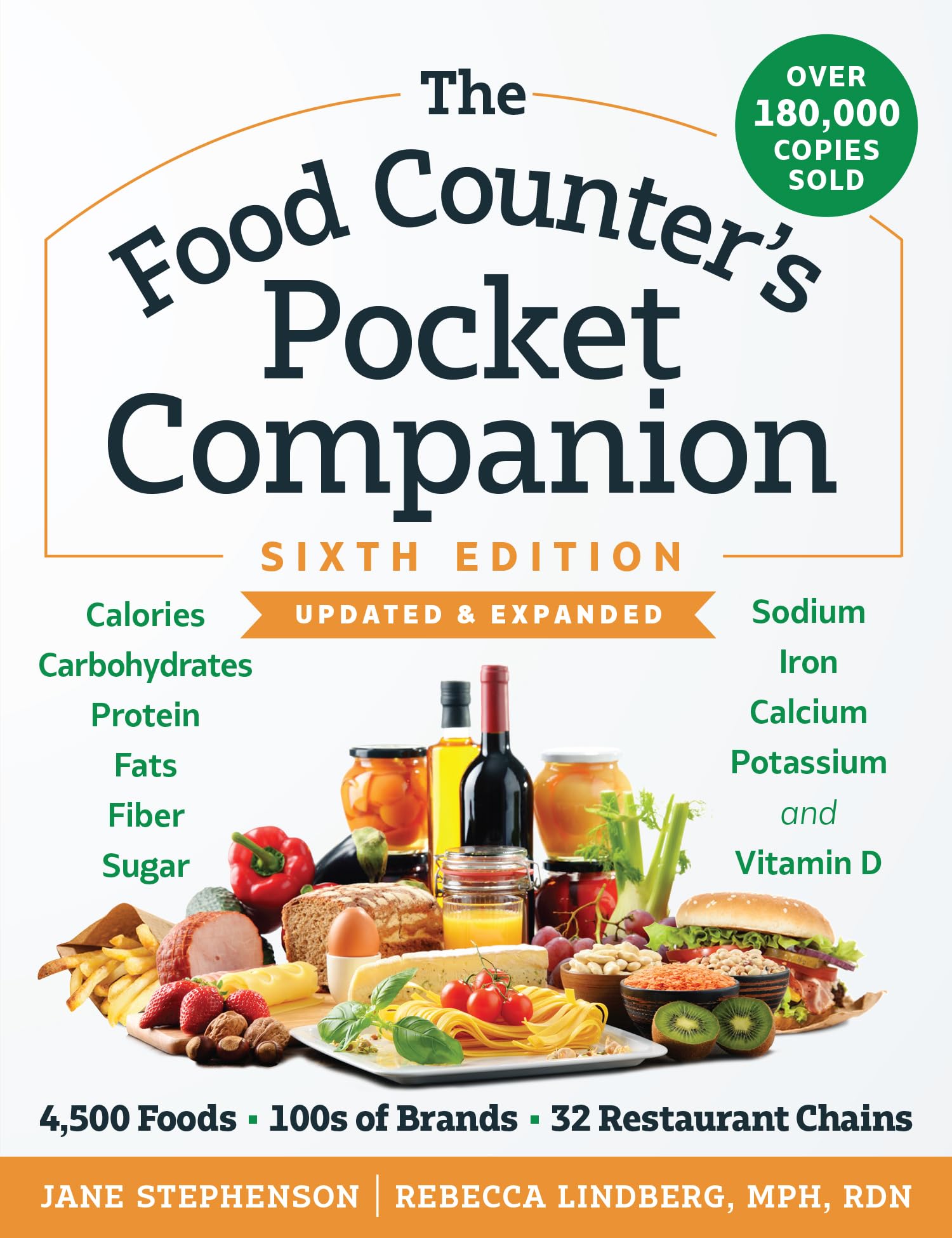 The Food Counter's Pocket Companion, Sixth Edition: Calories, Carbohydrates, Protein, Fats, Fiber, Sugar, Sodium, Iron, Calcium, Potassium, and Vitamin D―with 32 Restaurant Chains