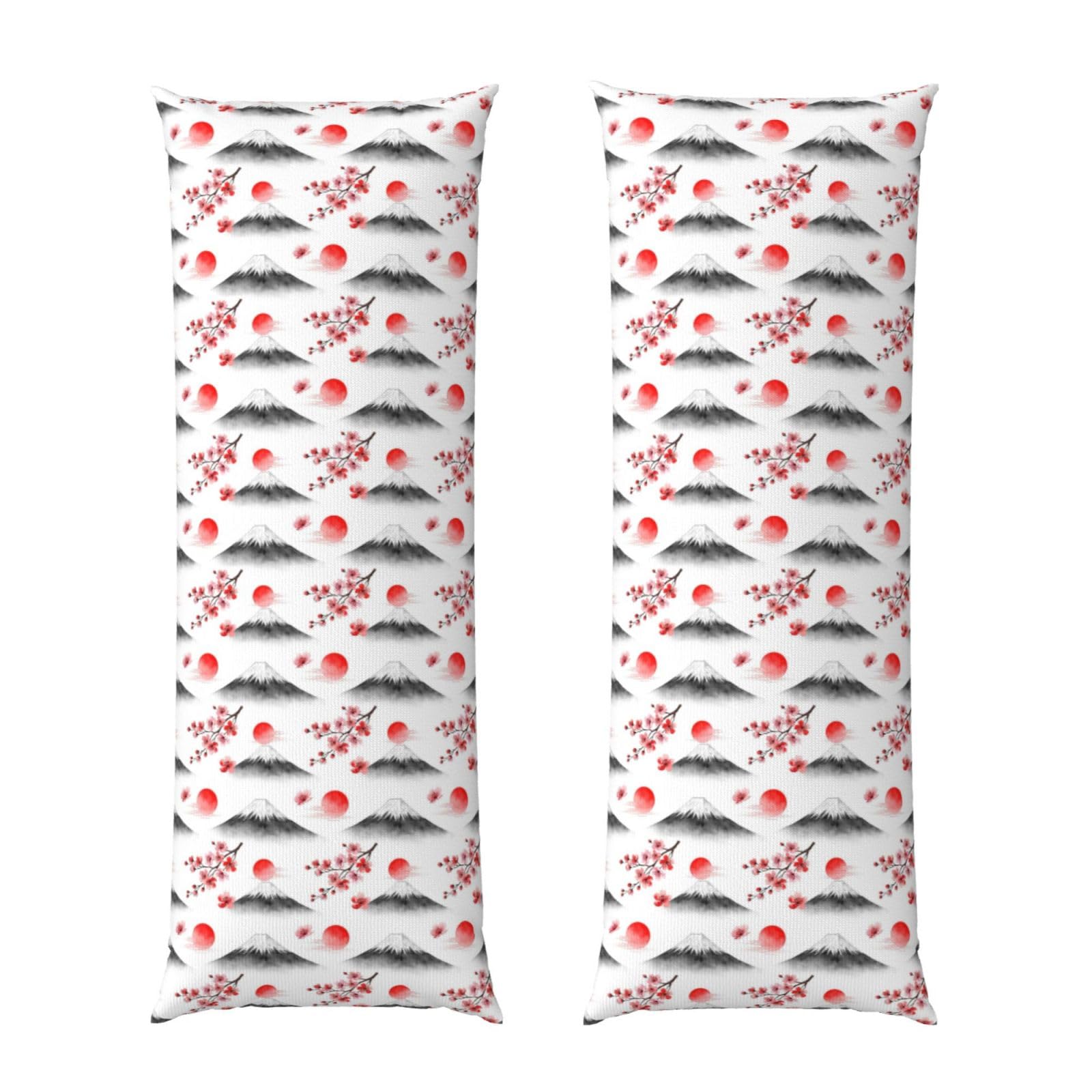Body Pillowcase 20x54, Japanese Blossom Watercolor Cherry Flower Mountain, Premium Ultra Soft Pillow Cover with Zipper Closure, Breathable Bedding Protector for Men Women Bed Sofa