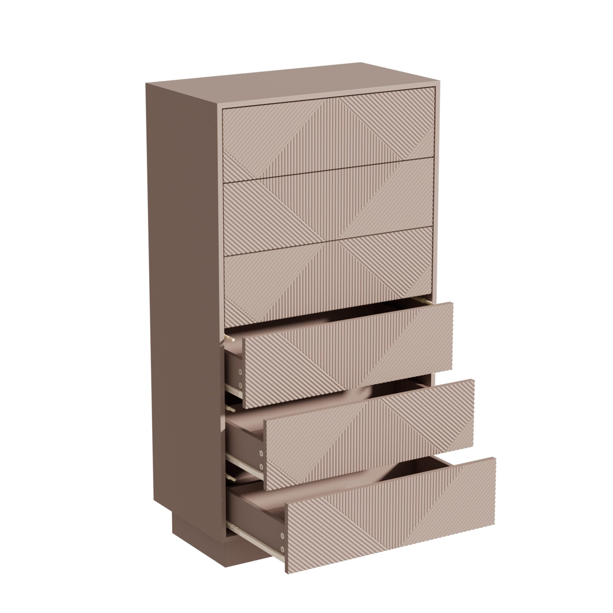 UEV Cassettiera a 6 Cassetti con Motivo a Rombi, Settiminio Spazioso per Archiviazione, Comò Stabile e Durevole per Soggiorno, Camera da letto, Corridoio, 60 x 33,5 x 111 cm, Beige Mocca | Credenza con cassetti Push to Open, armadio multiuso per soggiorno