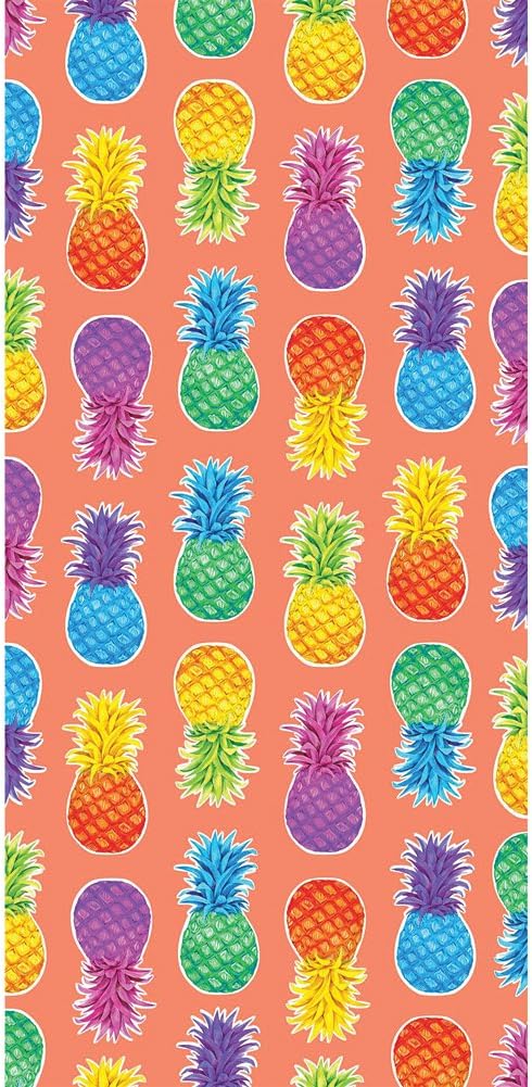 Bahia Collection by Dohler Colorful Pineapples Velour Brazilian Beach Towel 30x60 Inches