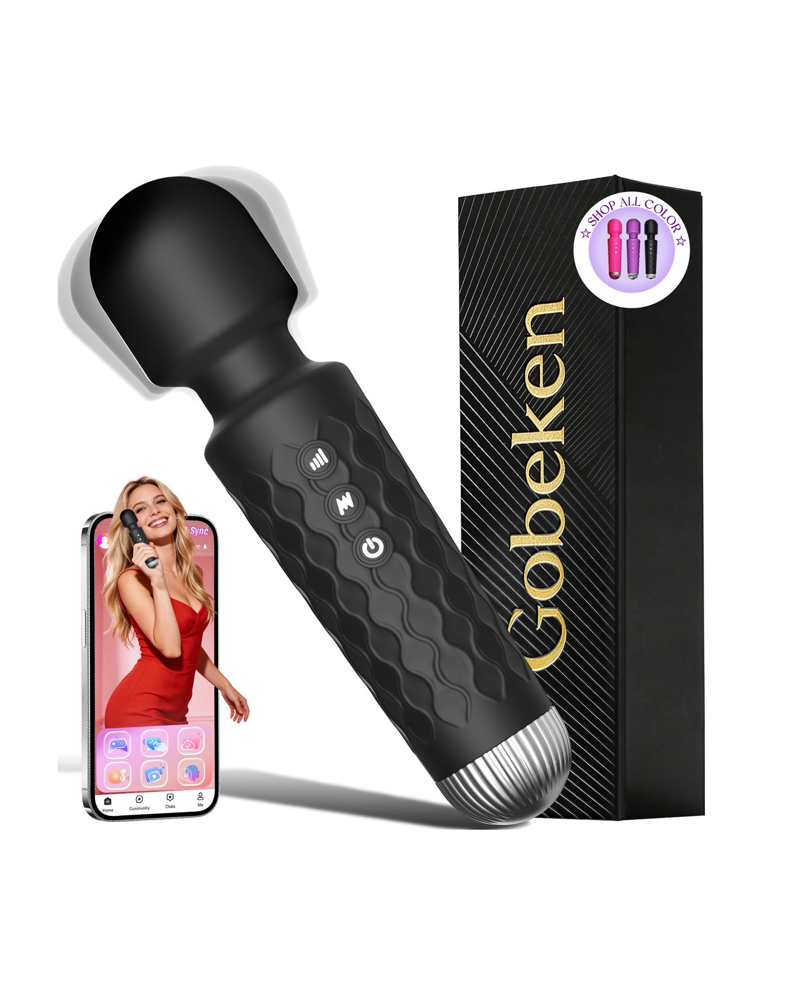 Gobeken Vibrator Vibration für frauen, Dildo APP-Steuerung, Sex Spielzeug für die Frau Paare Männer 10 Intensitäten, Vibratorensets für frauen 20 Frequenzen Sex Toys schwarz Fingerüberzieher