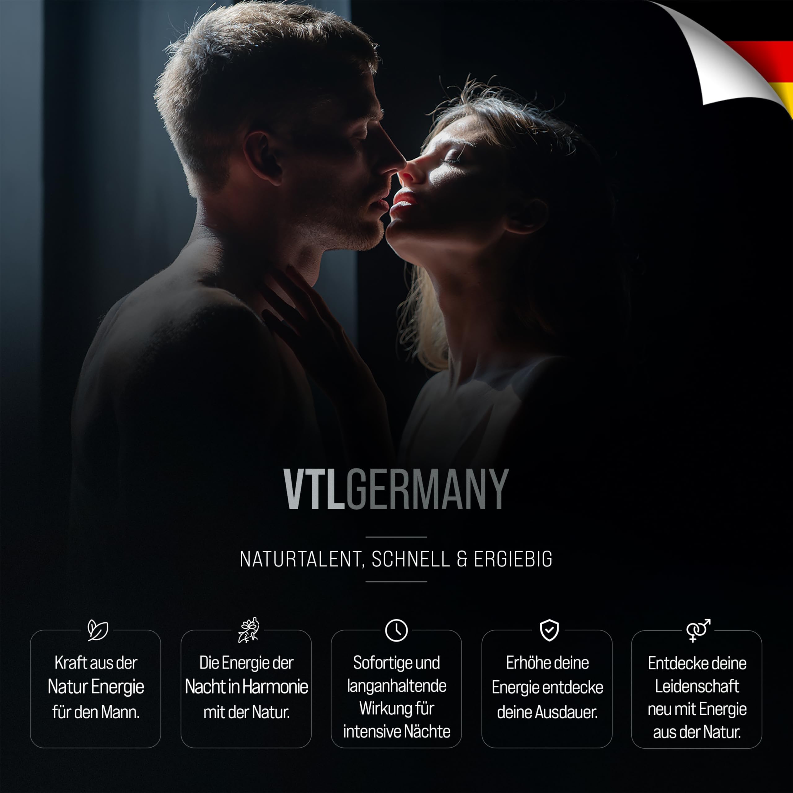 VTL Germany 240g Glas, Sehr Stark für aktive Männer, HOCHDOSIERT Maca und Tribulus Herbal Gel Supplement - 1 Stück