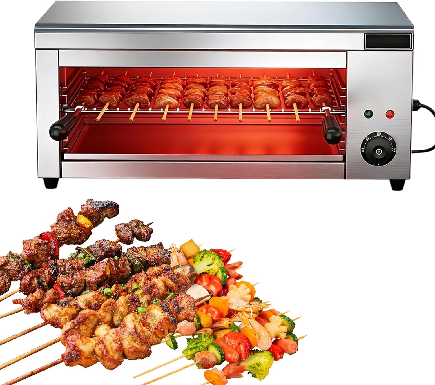 Stainless Steel Broiler Grill - Mini Oven & Toaster with Rapid Heat-Up, Adjustable 50-300℃ Temperature Control, 4 Heights, Perfect for Restaurants, Catering & Events