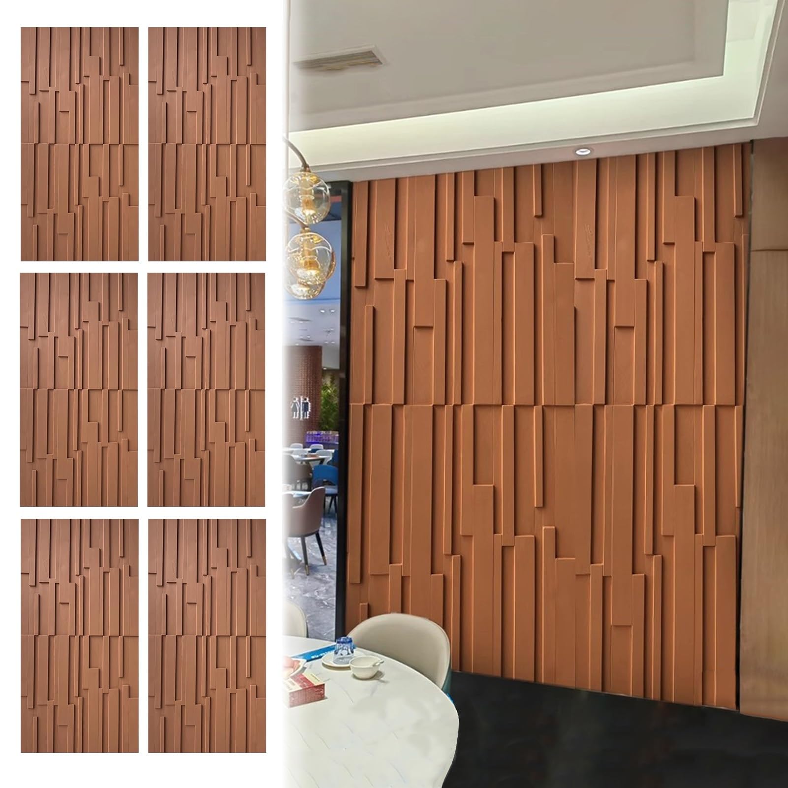 Pannelli Decorativi per Pareti Rivestimento Parete per Soggiorno e Cucina, 6 Pannelli Murali Impermeabili, Rivestimento Decorativo per Pareti con Effetto 3D, Pannello di Rivestimento per Interni ed Es