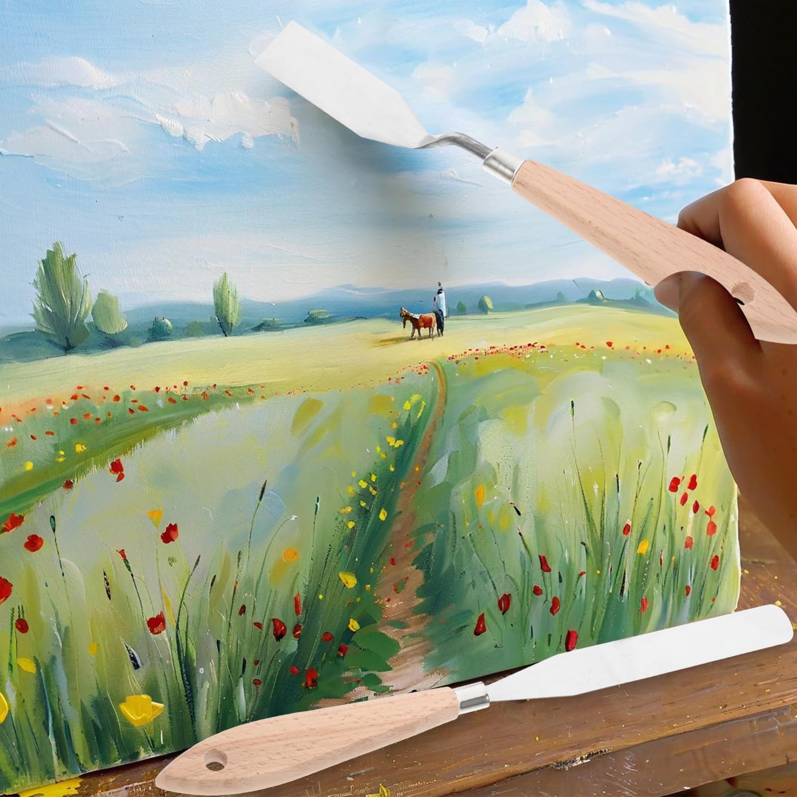 3 Set Strumento Di Miscelazione Dei Colori Arte Forniture Raschiatore Pittura A Olio Attrezzo Raschiatori Maniglia Strumento Spatola Per Dipingere Di Legno 4 Pz*3
