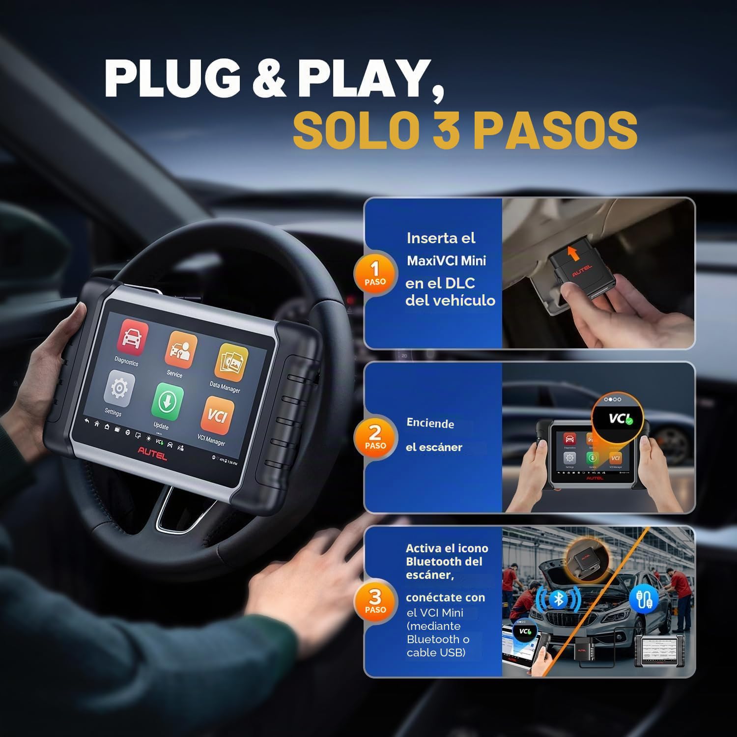 Autel MaxiVCI VCI Mini Interfaz Diagnóstico Inalámbrico, Funciona con Autel MaxiCOM MK808BT Pro MP808BT Pro MK808S-TS MX808S-TS MP808S-TS MK808TS MP808TS, 2026 Dongle Inalámbrico Vehículo Más Nuevo