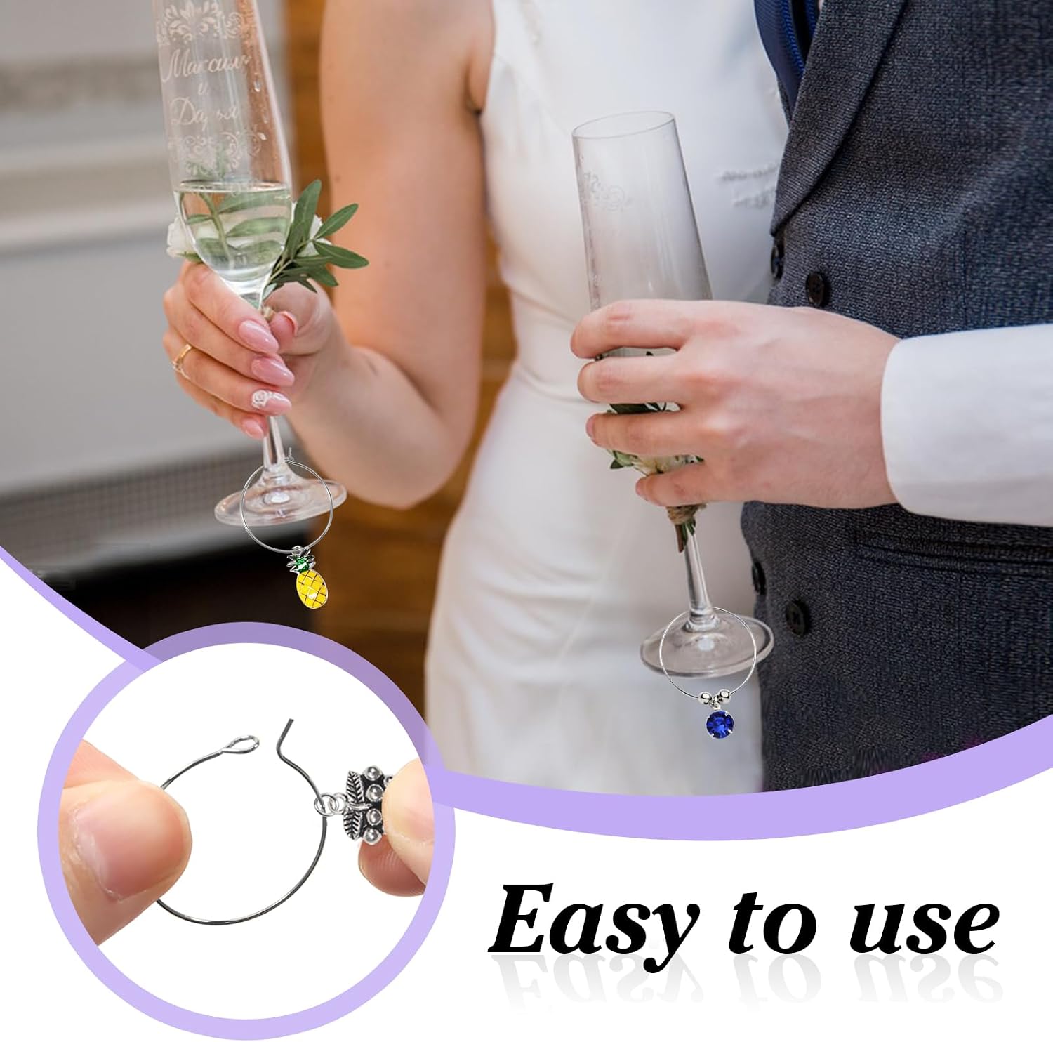 TOAOB 100pcs Stainless Steel Wine Glass Charms Rings 20mm Silver Open Earring Beading Hoop for Jewelry Making
