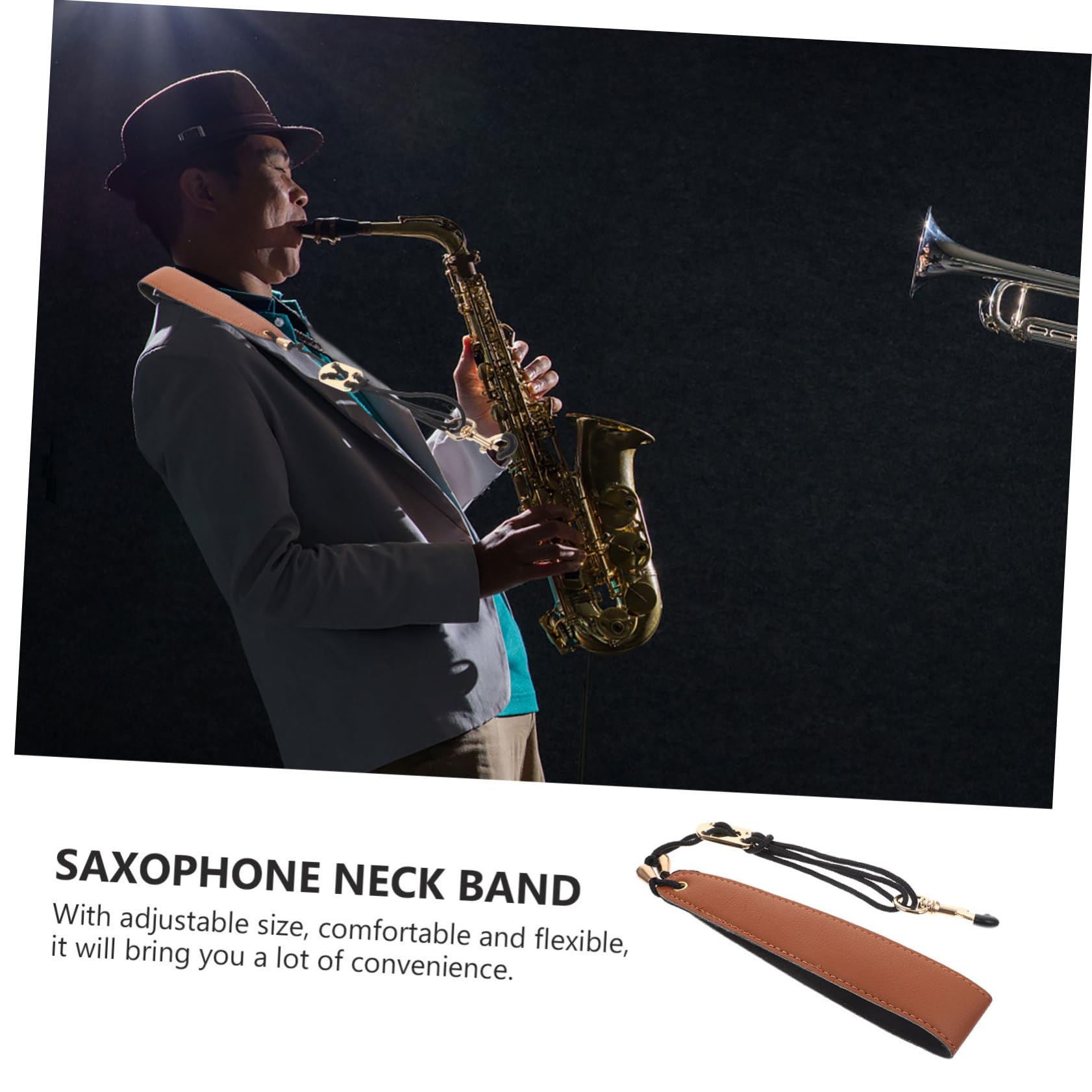 Abaodam 4pezzi Cinghia Regolabile Per Sax Tenore e Soprano Materiale Pelle Resistente Con Comfort Ottimale Accessorio Per Musicisti