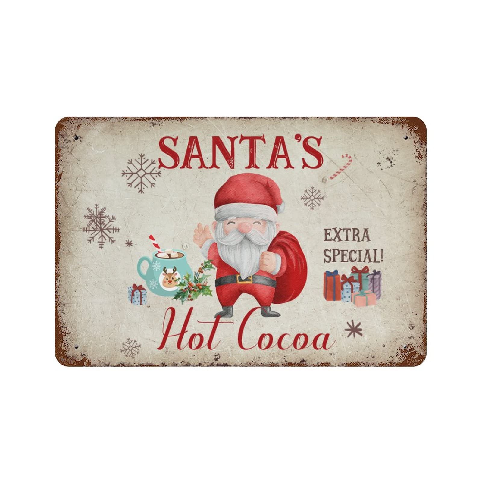 Panneau en étain de Noël avec renne vintage 30x45 cm pour déco murale