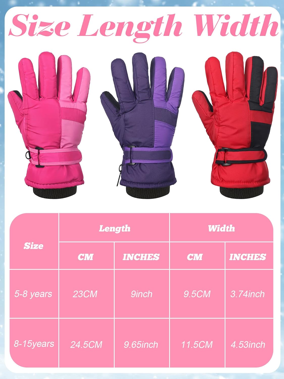 Newcotte 4 Pairs Kids Winter Gloves Waterproof Snow Ski Windproof Gloves for 8-15 Years Kids - Image 4