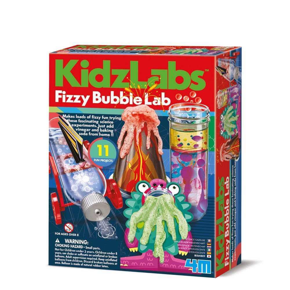 4M - Fizzy Bubble Lab, Fascinating Experiments with Vinegar & Baking Soda, Discover Science Playfully, Creative Learning Fun for Boys and Girls Ages 8+