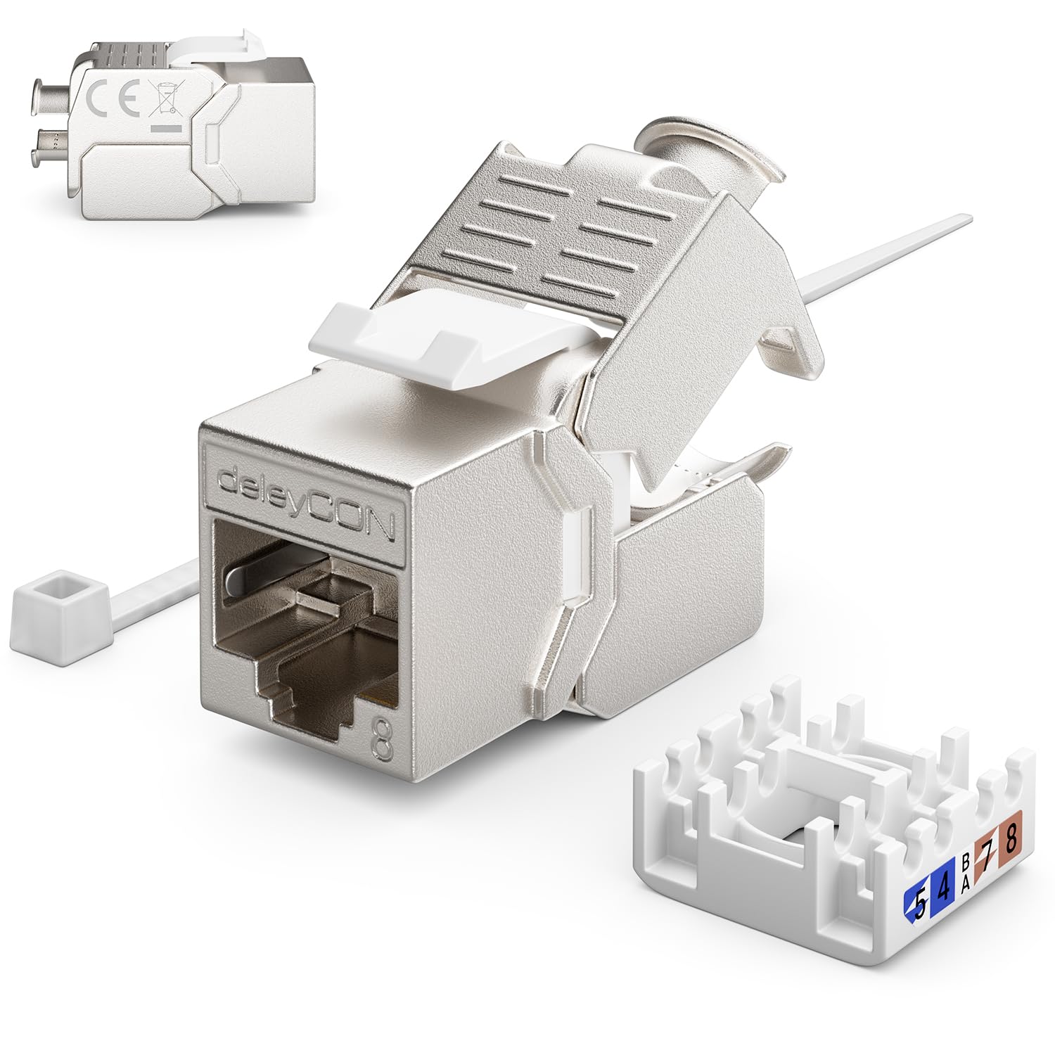 deleyCON CAT 8 Keystone Jack Modul RJ45 STP Verbinder, 12 Stück | Patchkabel Netzwerkkabel, optimal für CAT8 CAT7 CAT7a, STP Schirmung, RJ45 Buchse, Patchpanel, Keystonehalterung, Erweiterung