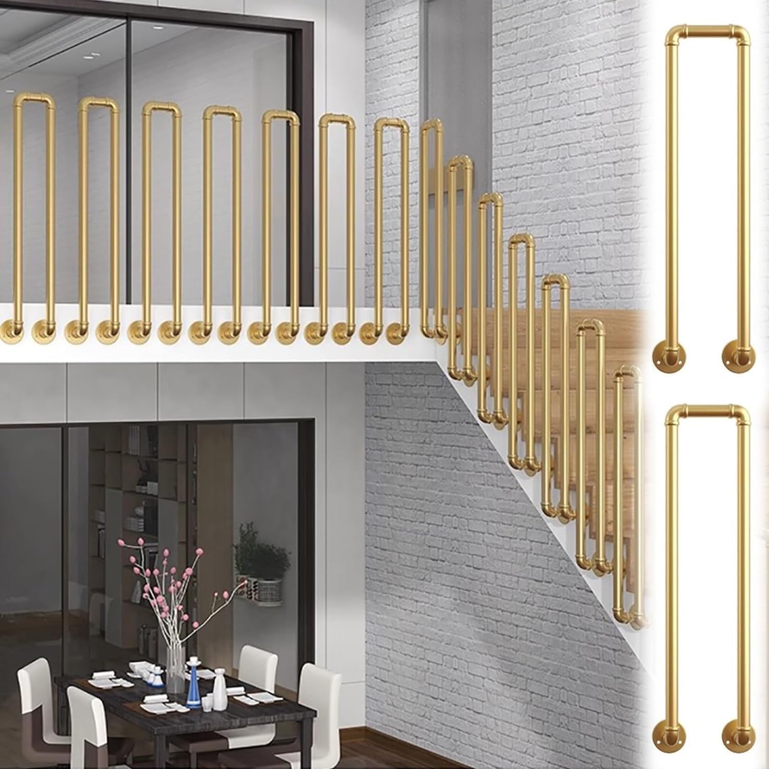 Évitez les chutes dans l'escalier avec ces balustres en fer industriel U Shape 2 Pcs