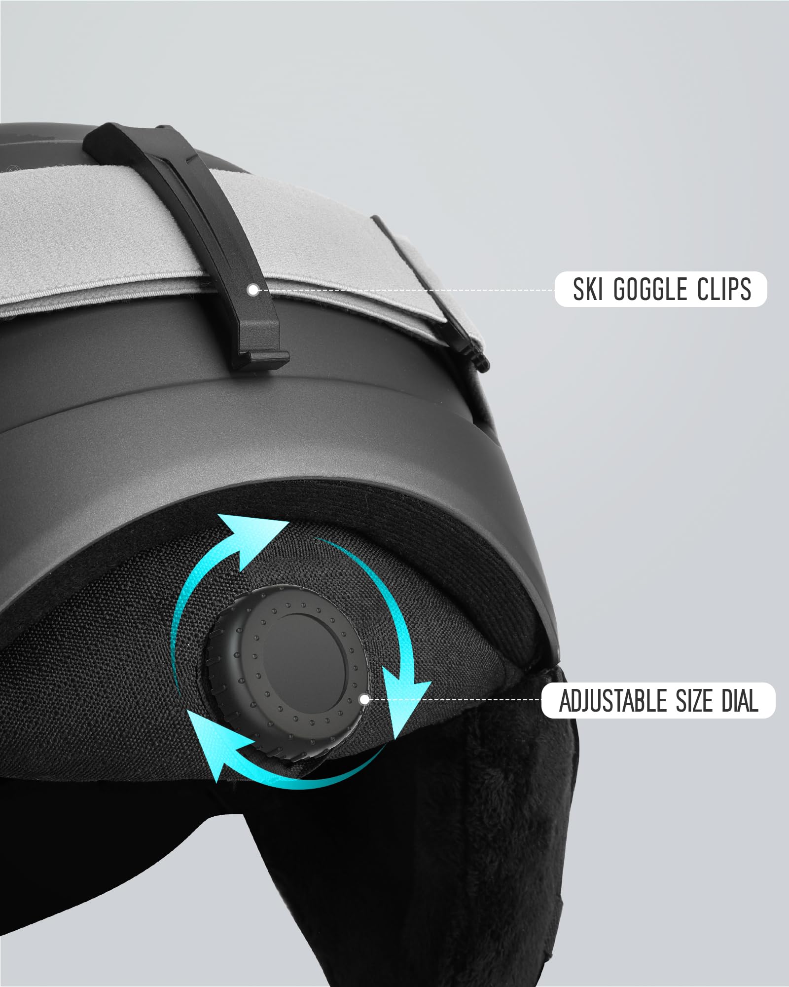 Casco de esquí, Gafas, Compatible con Gafas, Snowboard, Sombrero, EPS de Alta Densidad, Ajuste de tamaño del dial, Almohadillas Incluidas, Doble Lente, antiniebla, Resistente al Viento