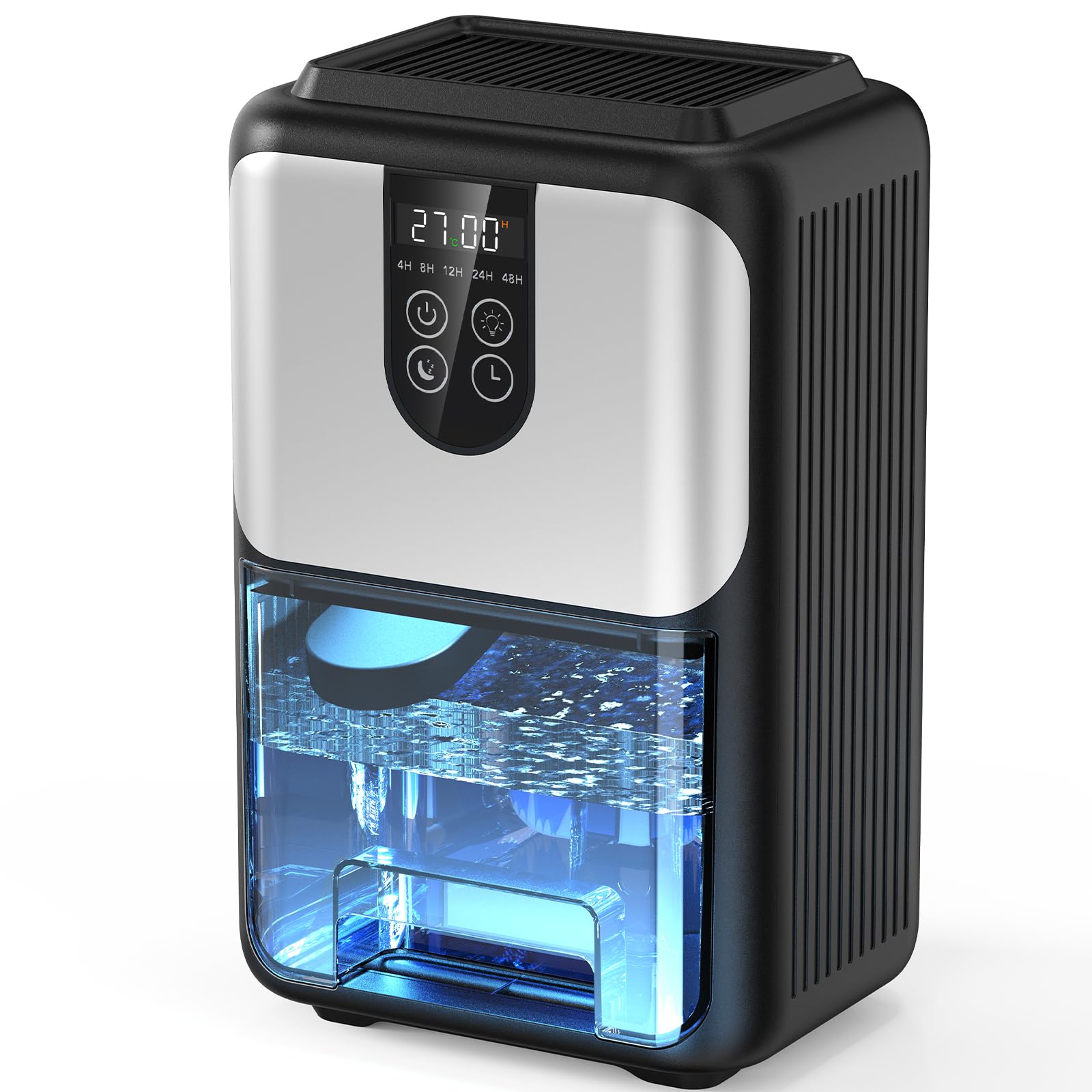 Deumidificatore Casa Muffa 2000ML, Deumidificatore Portatile Silenzioso Piccolo con Sbrinamento Automatico, Illuminazione a 7 colori e Timer 4-48 ore per Camera da Letto Bagno Cantina, 550ML/24H