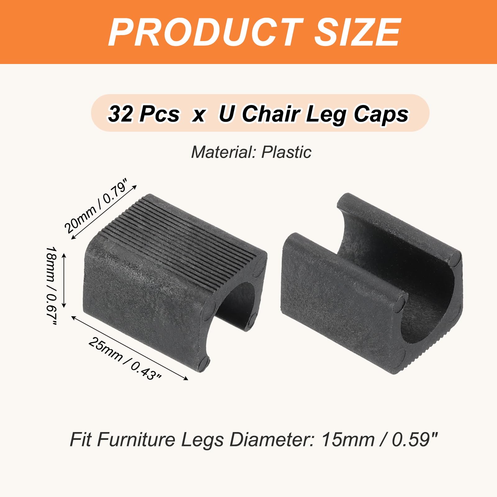 PATIKIL 32pcs U Chair Leg Caps - Image 2