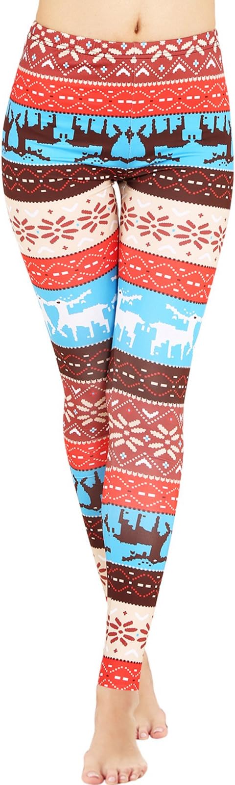 Uaderize Womens Ultra Soft Brushed Christmas Leggings Pants Autumn Print Legging XL