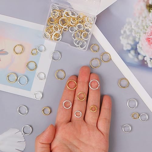 Miniatura 9 de UHOMENY - 90 cuentas de doble agujero para la fabricación de joyas, marcos redondos de enlaces, conectores de dos agujeros, marco circular, cuentas