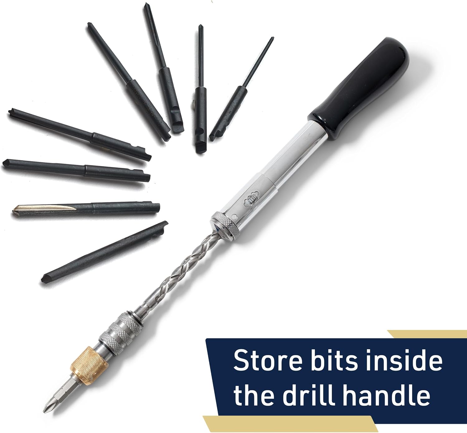 Classic Yankee Style Push Drill Replacement Bits - Set of 8 Double Fluted Hand Drill Bits - Push Drill Bits Set with No Chuck Needed by Kings County Tools