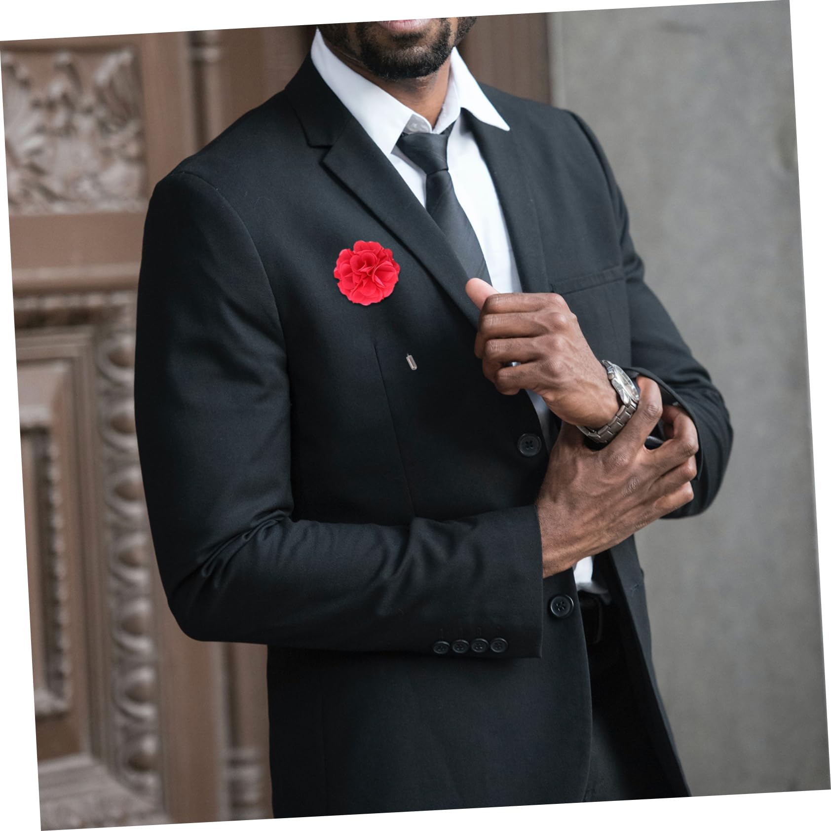 FRCOLOR Korsage Kleiden Blumen Mantelnadeln Für Männer Ornament Ansteckblume Trendy Boutonniere Für Männerhochzeit Kragen Revers Brosche Smoking Lange Metallnadel (kupfer)