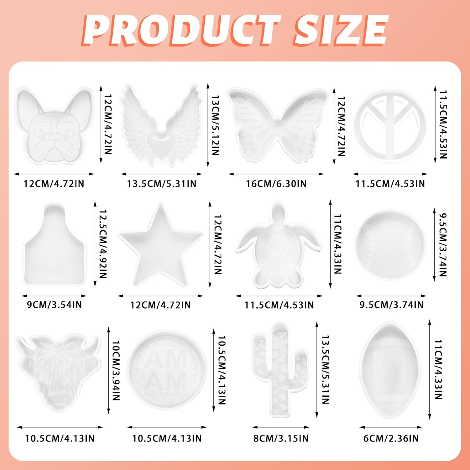 Geyoga (300 Design Optional) 12 Pcs Silicone Mold Car Freshie Molds Cat Paw Candle Making Molds Lip Highland Cow 12 Shapes DIY Soap Craft for Aroma Beads and Baking Handmade Freshies Mould(Novelty)