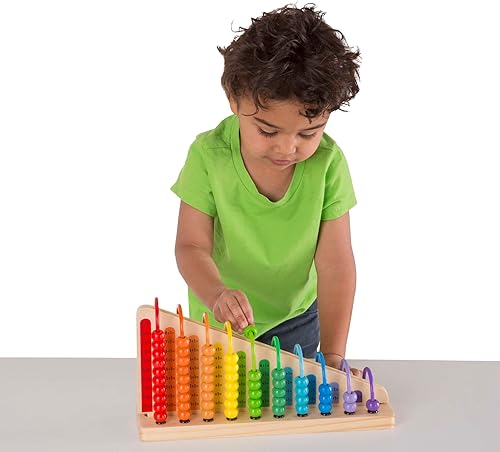 Miniatura 8 de Melissa & Doug – Ábaco de suma y resta – juguetes educativos con 55 perlas de colores y construcción de madera resistente