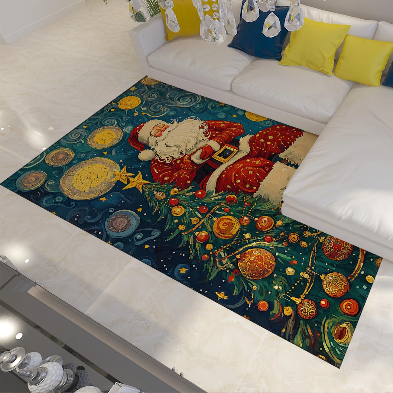 Tapis de Noël Vert 120x180cm style vintage pour ambiance festive de chambre