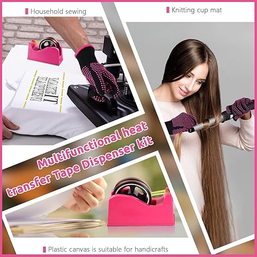 Miniatura 7 de Sabary Juego de 9 dispensadores de cinta térmica, dispensador de cintas de sublimación, soporte de rollo adhesivo, 2 guantes resistentes al calor