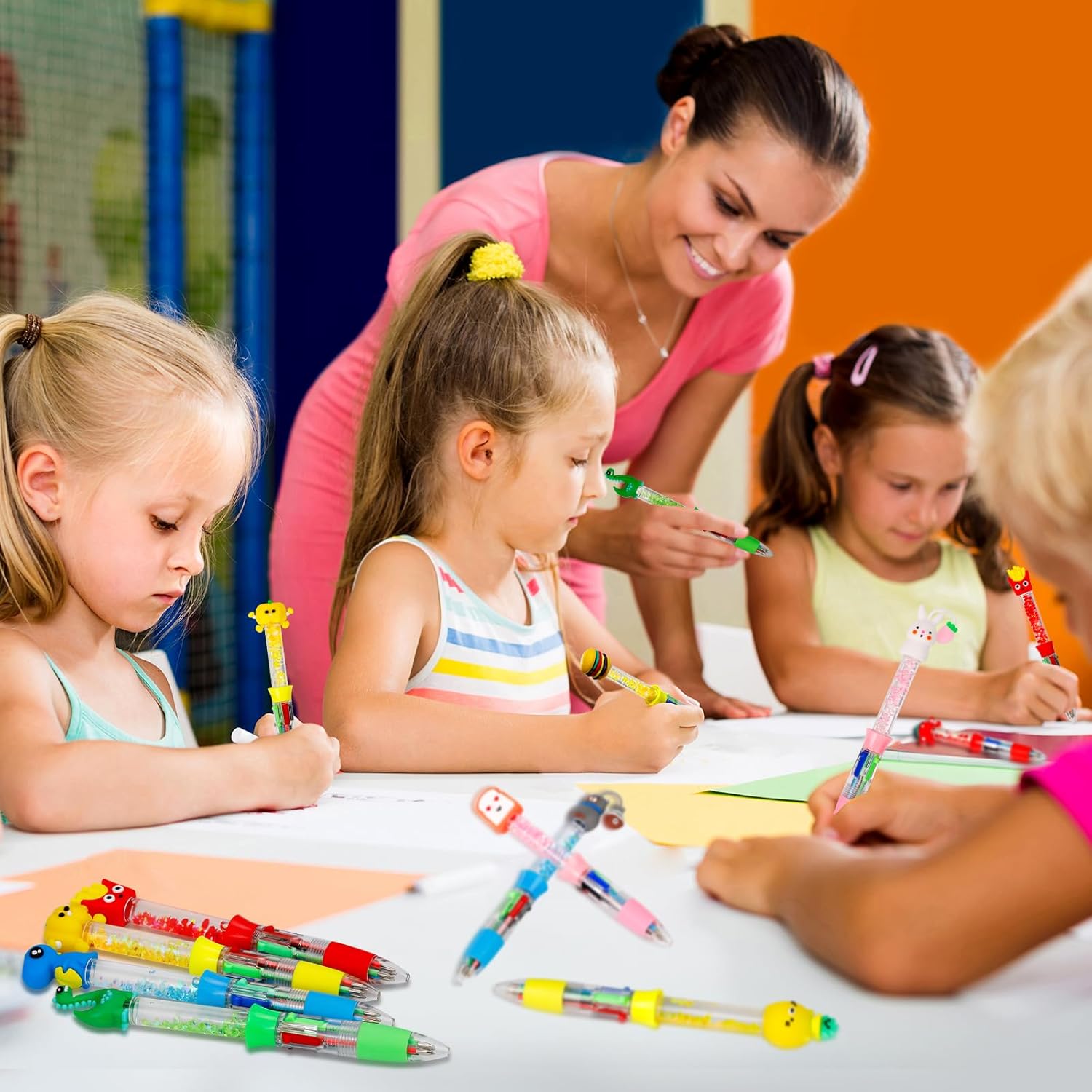 CZWZ 20Pcs Multicolor Pens in One 4-in-1 Cute Pens Bulk for Kids, Ballpoint Pen for Birthdays and Children's Parties, Fun Gifts Assorted Ink Kawaii Pen(Style 1) - Image 7