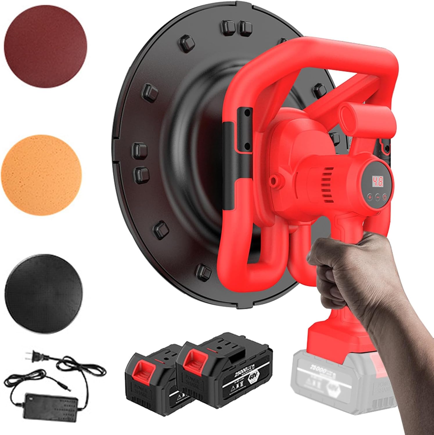 Wall Plastering Machine，Electric Wall Smoothing Machine Electric Wall Plastering Machine, 1680w Cordless Concrete Cement Mortar Wall Smoothing Machine with LCD Display and 9 Speeds Adjustabl