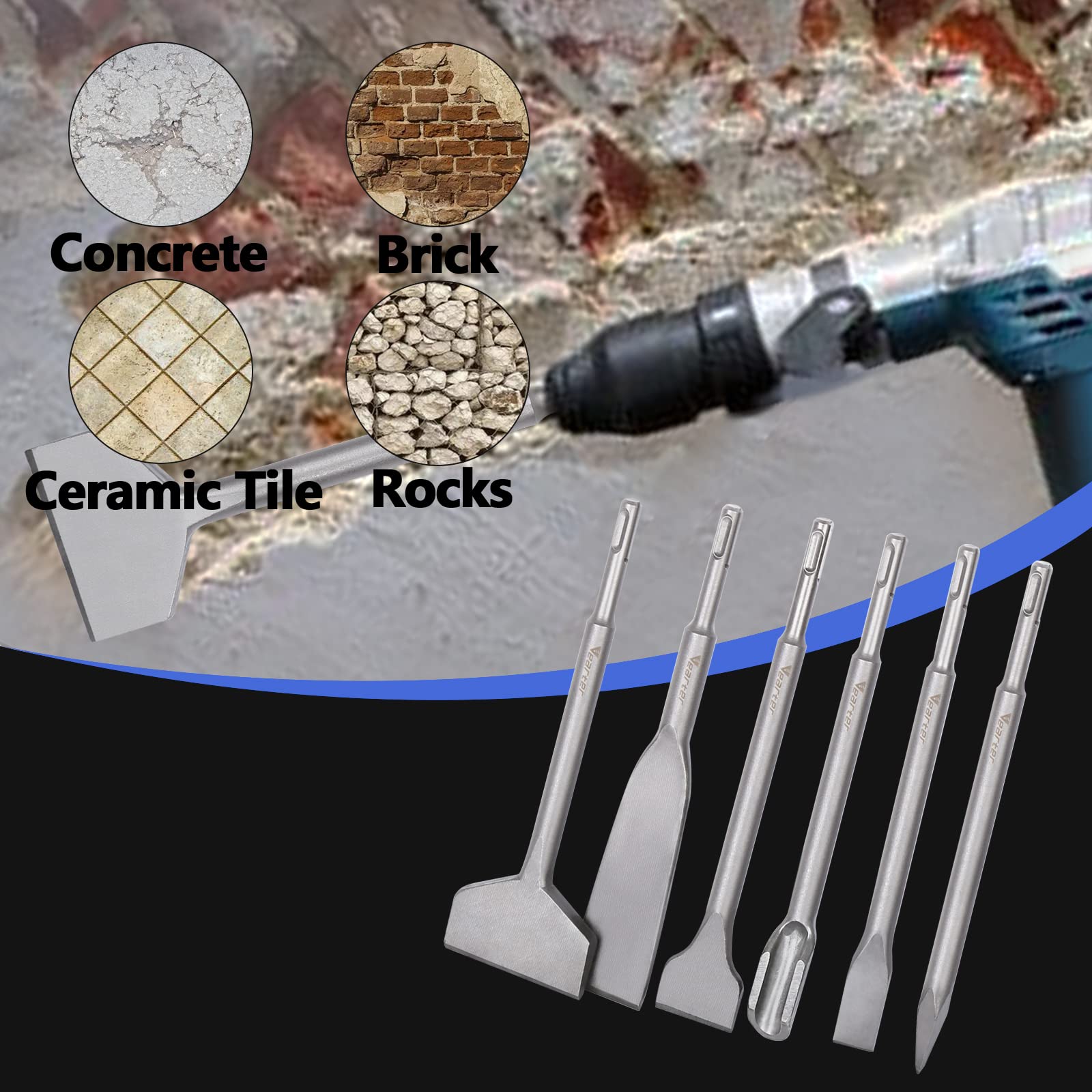 Scalpello Per Martello Elettrico SDS Plus - Punta Rotonda In Lega Per Cemento E Pareti | 160mm