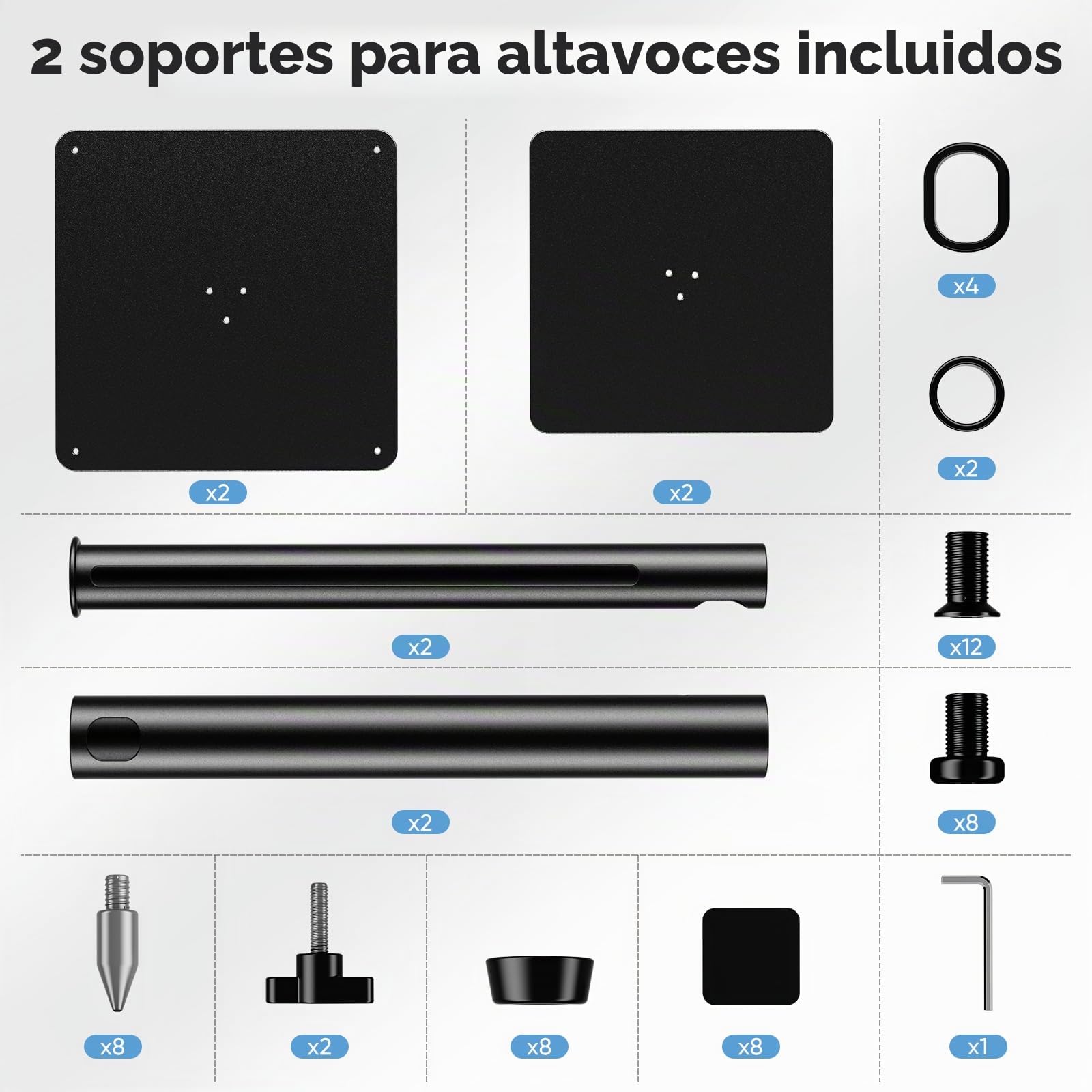Soporte de Altavoz Regulable,Surround Universal Soporte de Altavoz de Pie Altura Ajustable de 72-120cm,satélites de hasta 15 kg,Montaje Fácil, Gestión de Cables