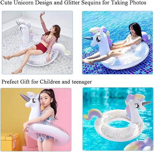 Miniatura 2 de Flotadores de piscina para niños pequeños, balsa inflable con asa, flotadores de playa para nadar en el agua, suministros de fiesta, anillo de