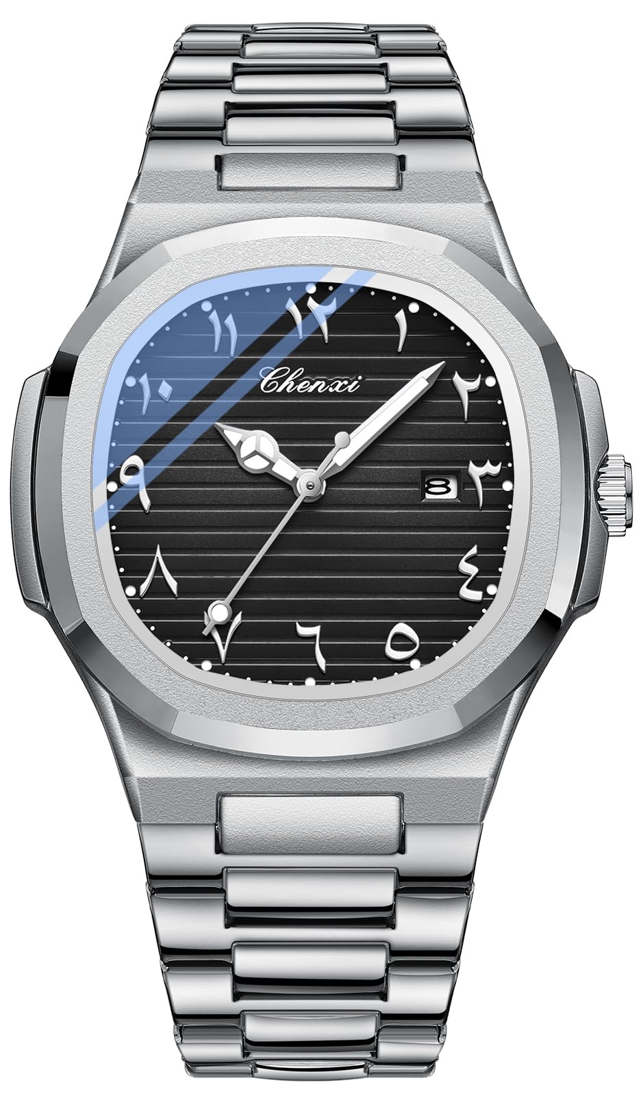BESTKANG Montre à mouvement à quartz étanche et lumineuse pour homme, bracelet en acier inoxydable