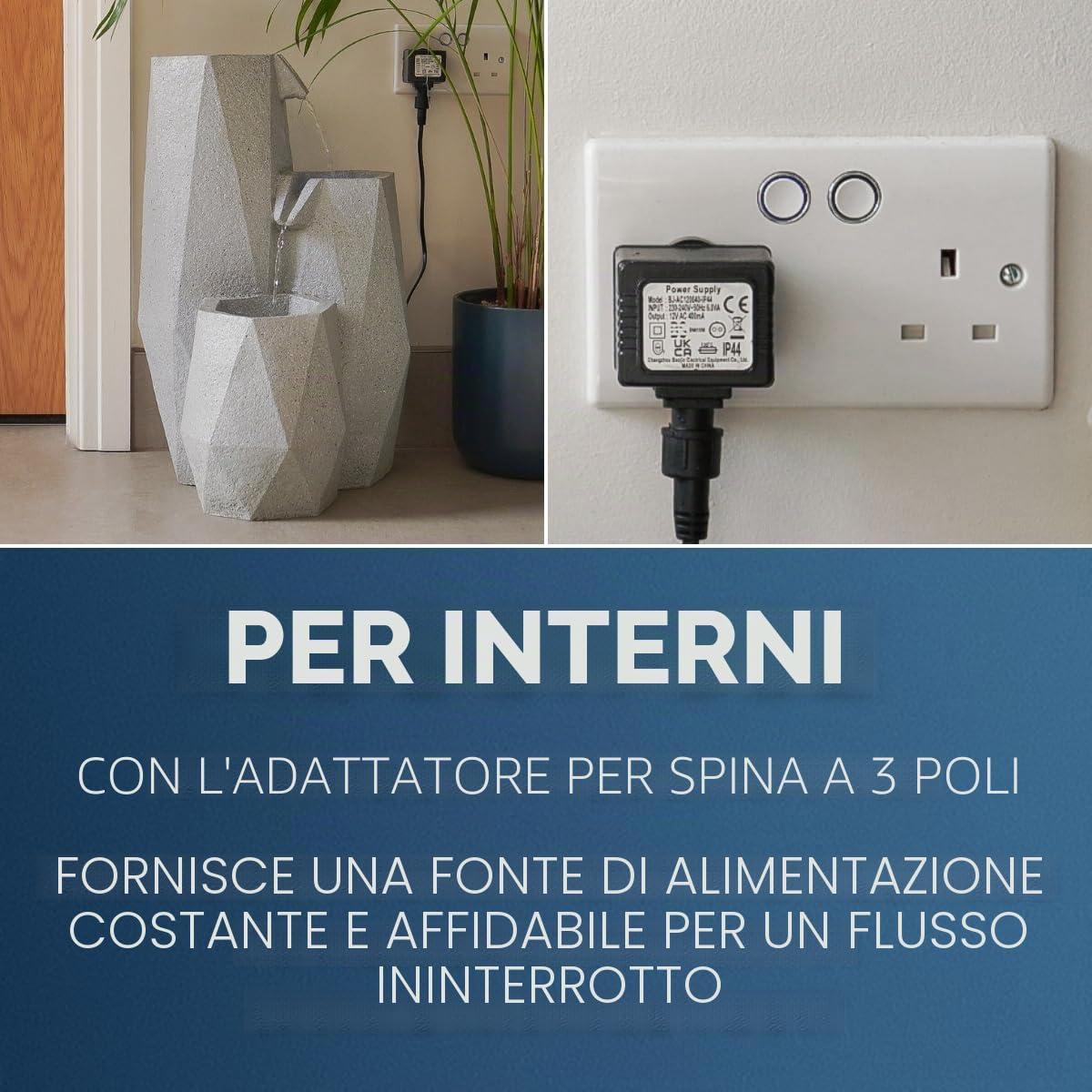 Festive Lights Fontana a cascata ad energia solare della serenità bianca LED dell'acqua del giardino della fontana di effetto pietra