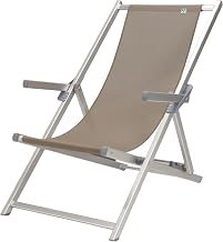 Totò Piccinni Salento Aluminium Folding Deckchair with 4 Positions Sea Beach Pool Garden (Tortora)