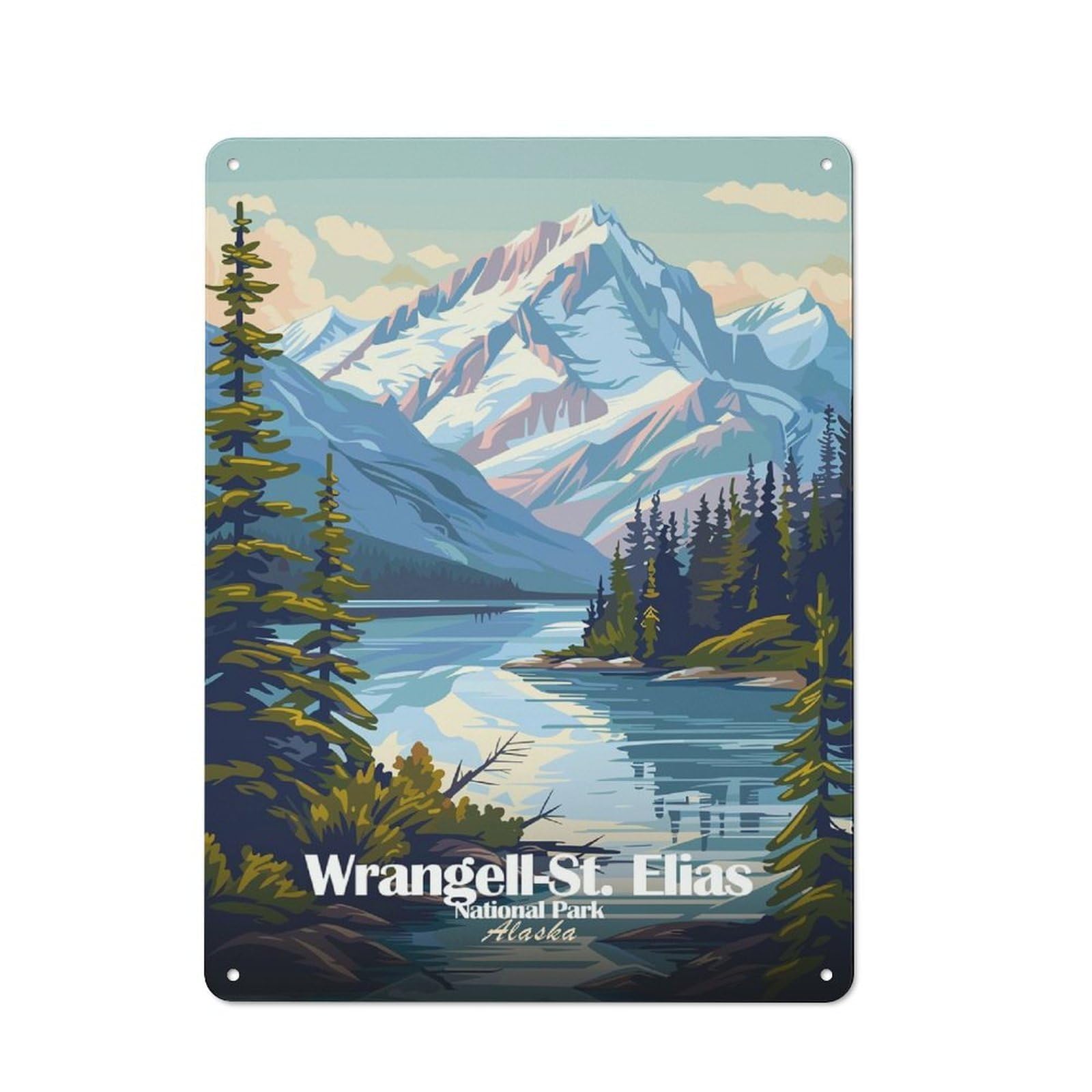 Junmoney Style-24 Wrangell-St. Elias National Park Alaska Decorative Metal Plaque 40X30cm, Loft Style Urban Room Decor For Flat, Bar, Studio Or Gallery Wall
