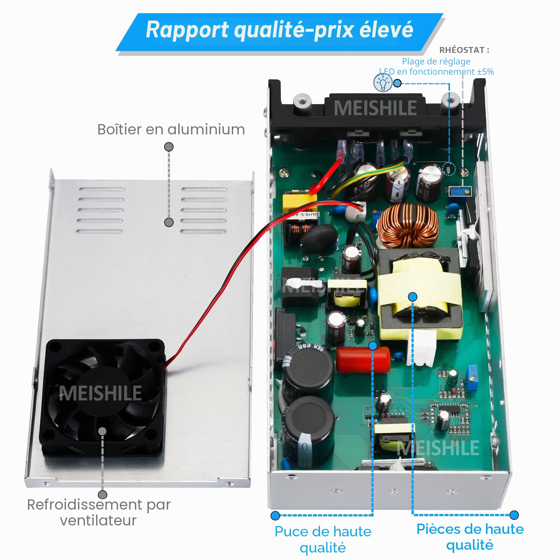 Bouton + Pince CC 12V 50A 600W Conduite Alimentation à découpage Industrielle Moniteur Équipement Moteur Transformateur 110/220V CA à CC Version à Jour AC-DC