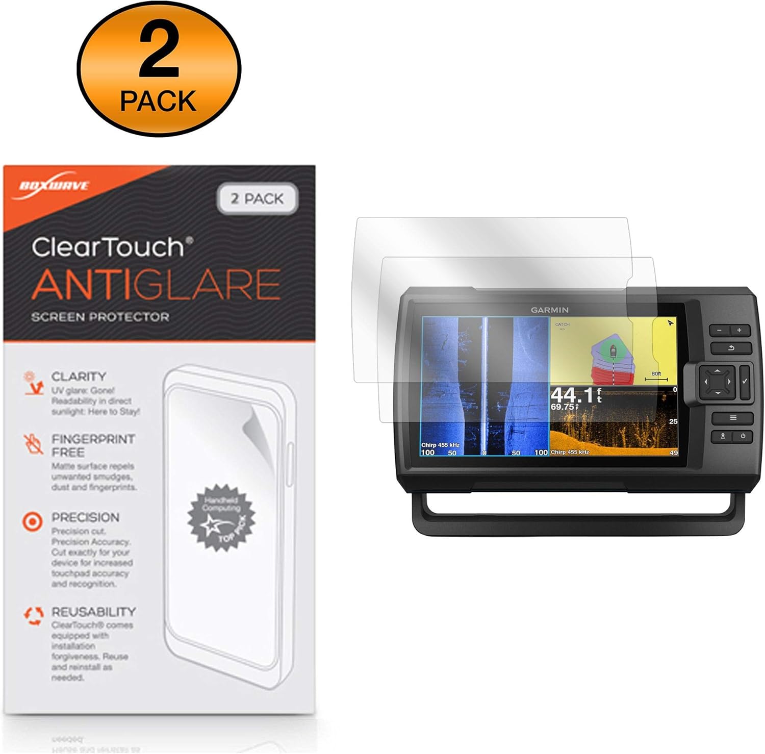 boxwave screen protector for garmin striker plus 9sv screen protector by boxwave cleartouch anti glare 2 pack anti fingerprint matte film skin